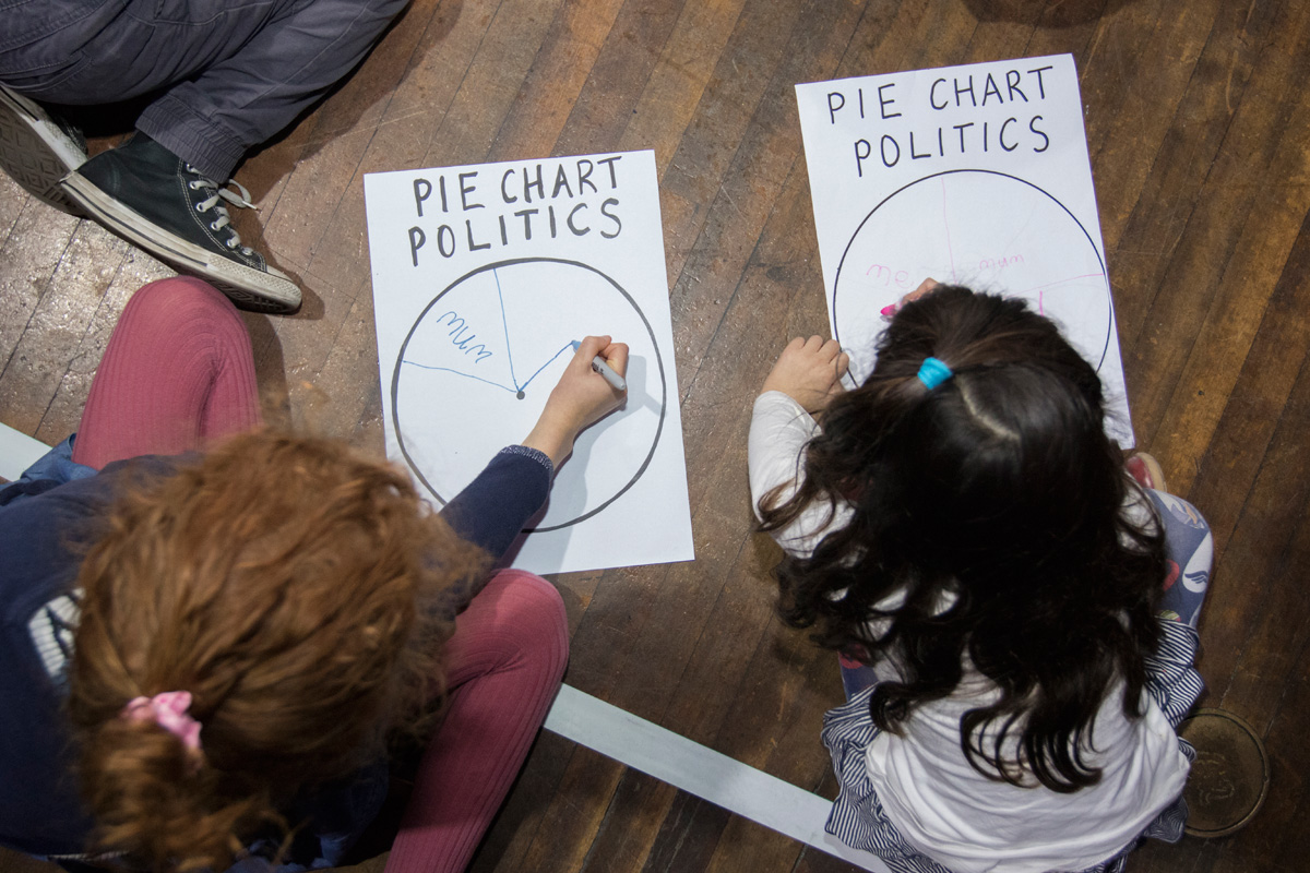 Children with pie charts