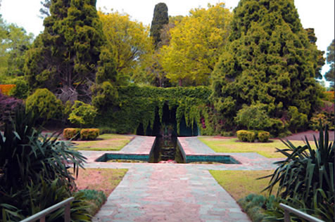Formal garden with paved area