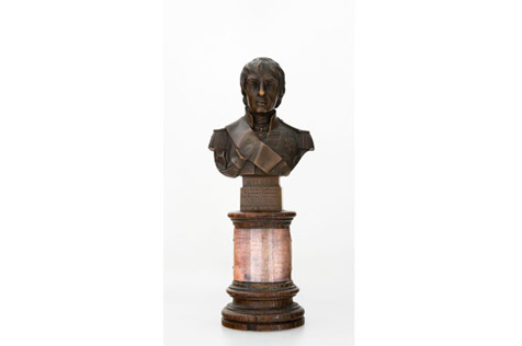 Copper and wood bust of Nelson