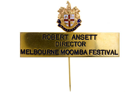 Metal badge for Moomba director 1976
