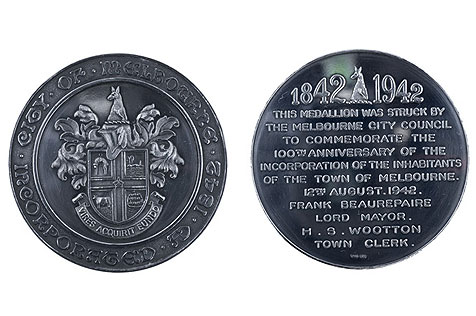 Medal, Centenary of Incorporation of the City of Melbourne