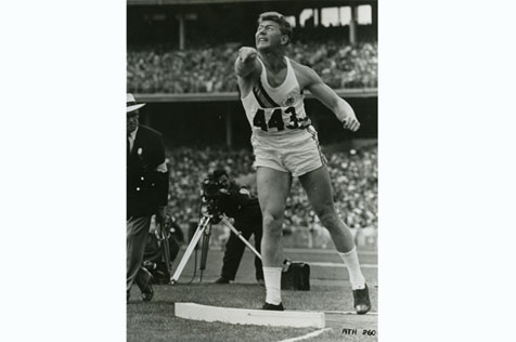 Barry Donath of Australia competing in the shot put