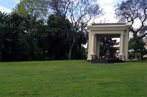 Small classical style structure in Fitzroy Gardens.