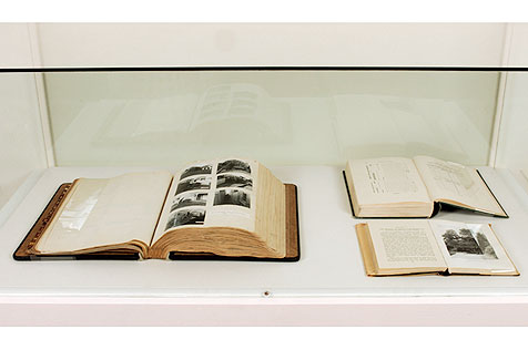 Historic book in glass exhibit case