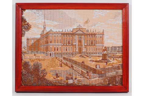 Tapestry of the Hermitage Museum in a red frame