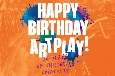 Graphic image with orange background and text reading 'Happy Birthday ArtPlay!'