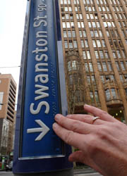 Swanston Street tactile street sign
