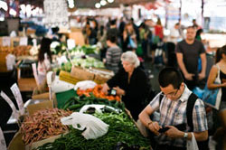 Fruit and vegetable market stalls