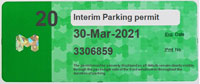 Interim parking permit example.