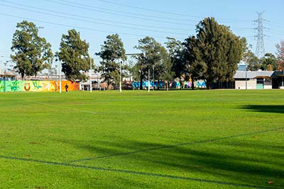 Grassed sports field in JJ Holland Park