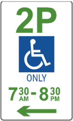 Parking sign 2p disabled only