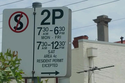 Parking permit sign.