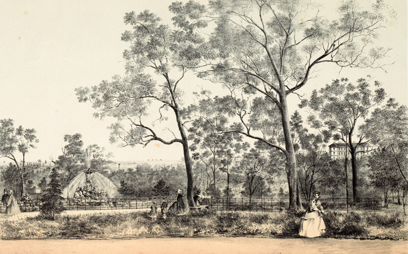 An early lithograph of Fitzroy Gardens