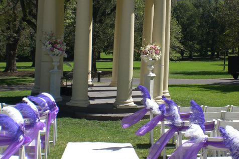 Decorated chairs in front of rotunda.