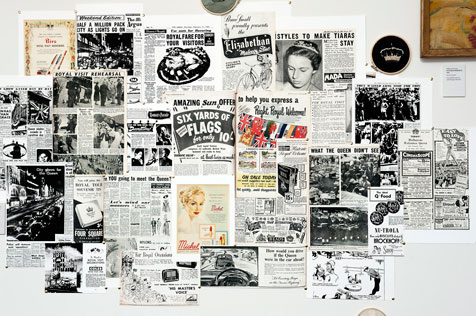 Montage of newspaper articles about Queen Elizabeth's visit to Melbourne