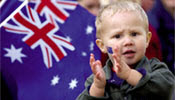 Young boy with Australian flag