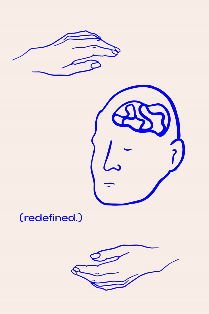 An illustration of human head floating between two hands. The image is titled 
