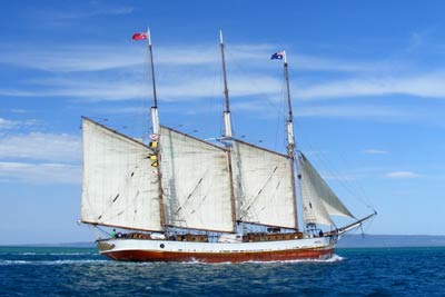 A heritage ship sailing in the bay