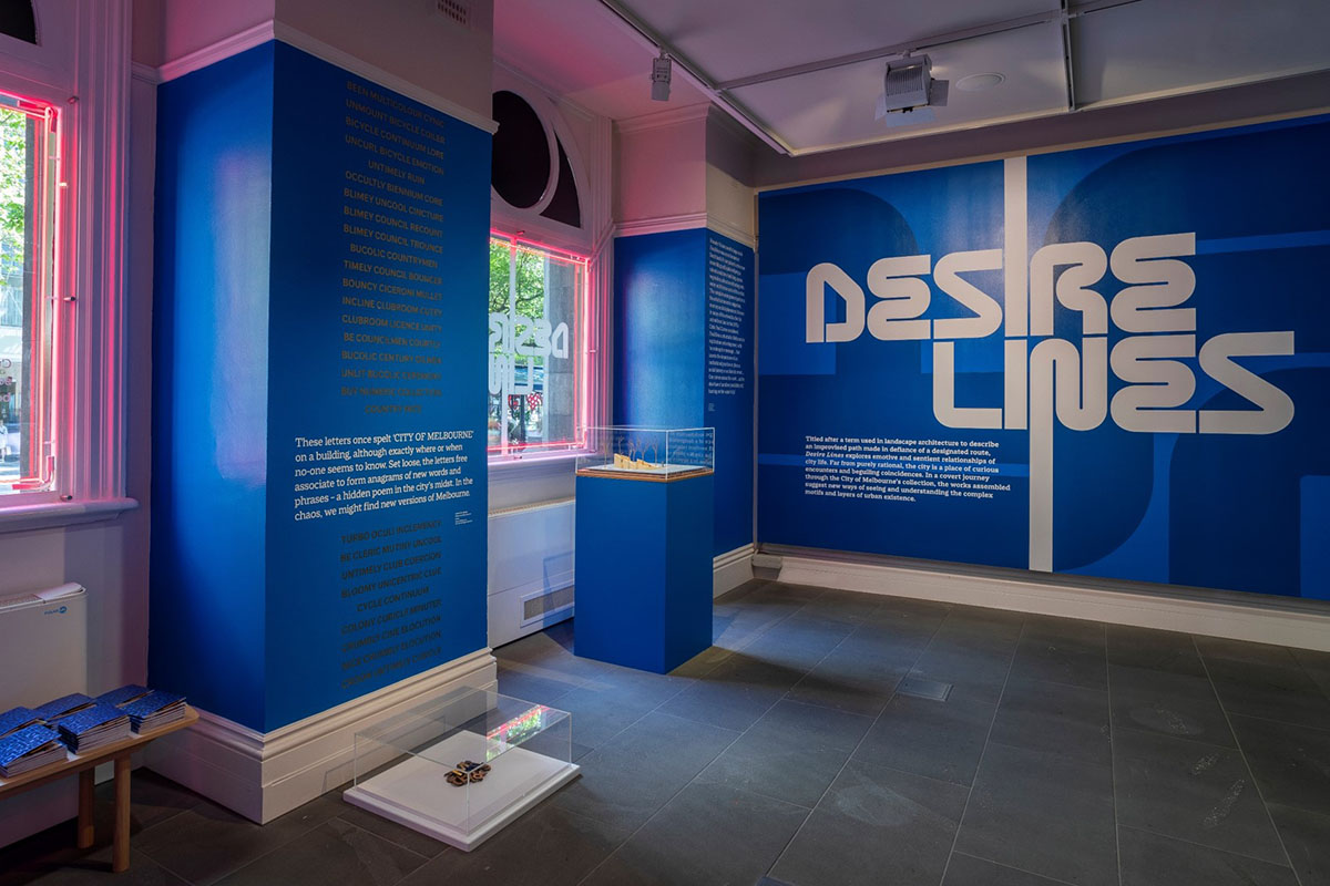 Interior of gallery space for Desire Lines exhibition