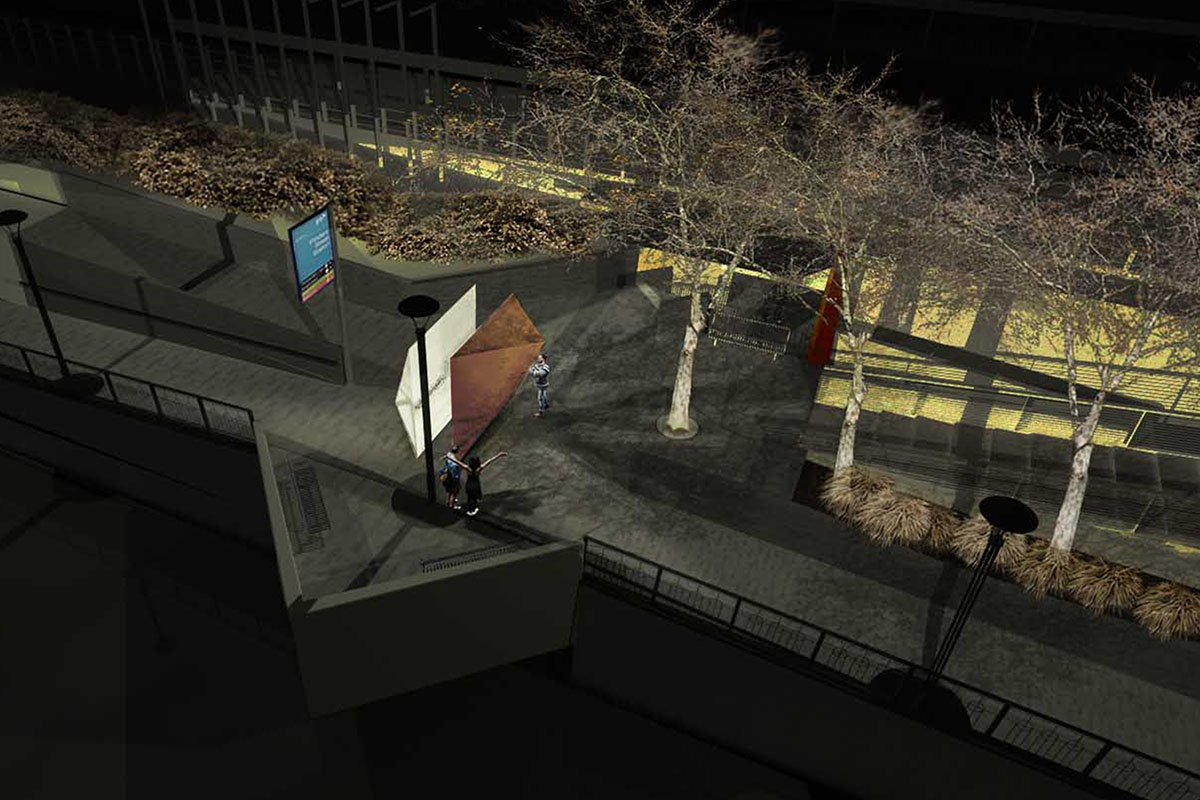 Aerial view of Flinders Walk of art installation