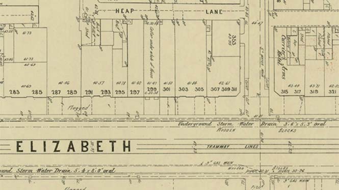 Section of historic street map