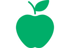 Green outline of an apple.