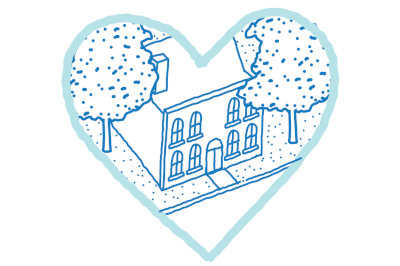 Illustration of heritage place inside a heart symbol