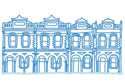 Illustration of a row of heritage terraces of the same style