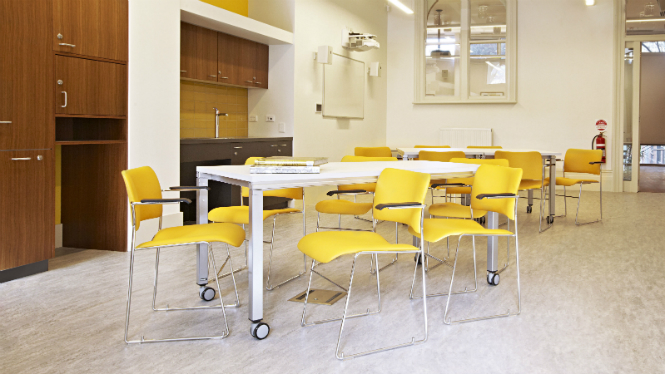 tables and chairs in kathleen syme activity rooms 1 and 2 