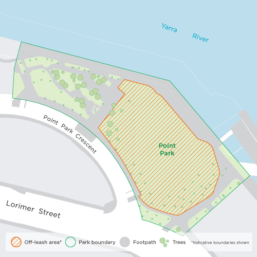 Map showing off-leash areas of Point Park