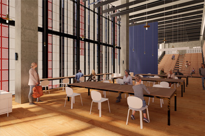 Artist impression of a reading room at the new Munro library and community centre.