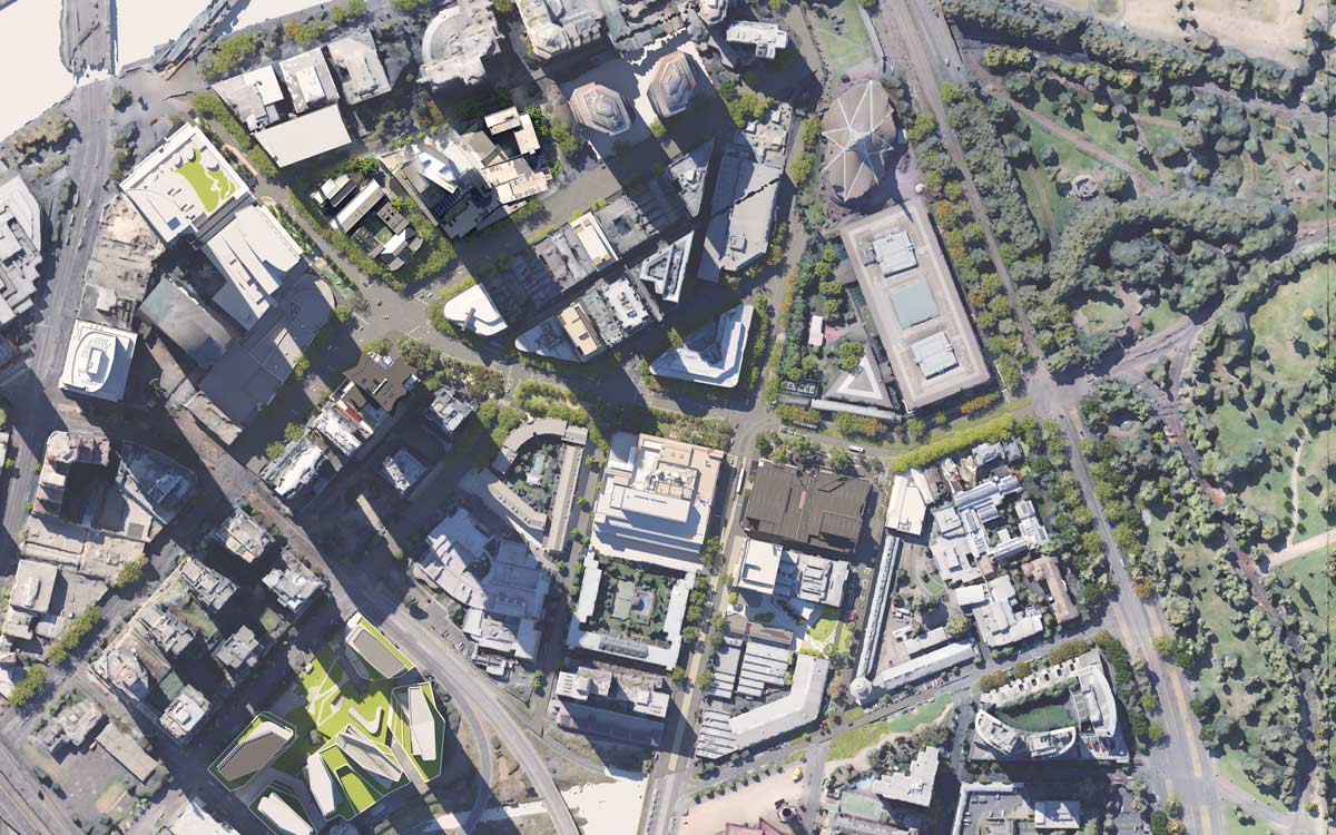 Artist's impression - aerial view of Southbank Boulevard and surrounding area