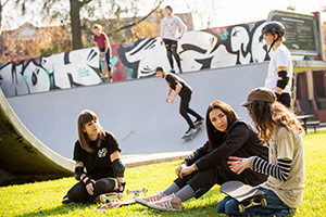 Group of young people at a Skate Park