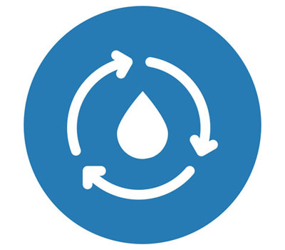 Icon depicting a drop of water surrounded by arrows pointing in a circle